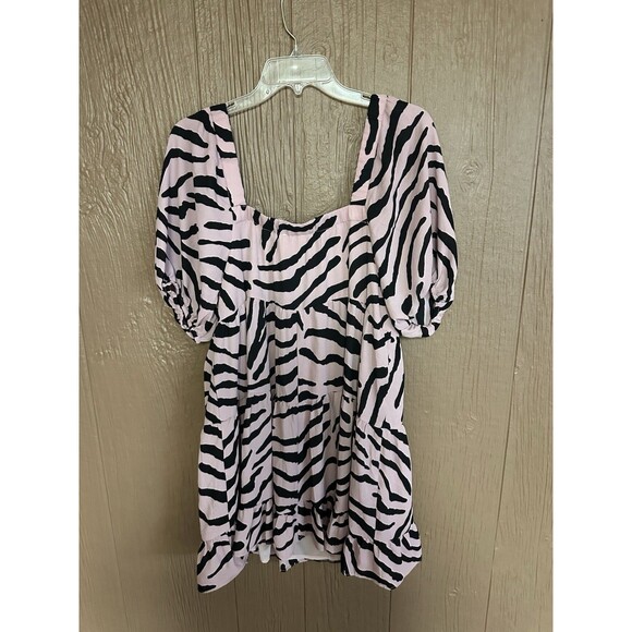 NWT Buddy Love Becca Pink Black Zebra Tiger Print Mini Babydoll Dress Size M - Picture 6 of 6